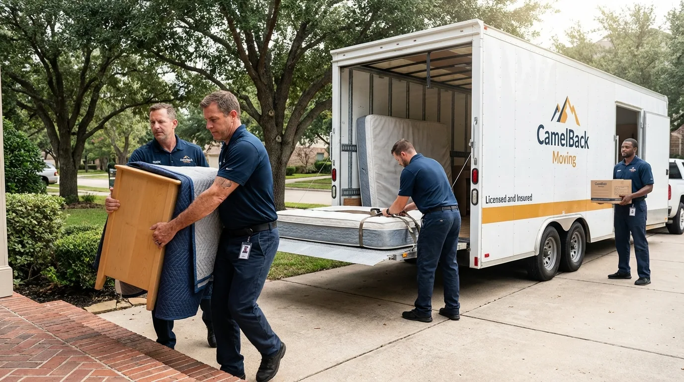 Crew loading residential truck for cross-state move from Strafford, MO